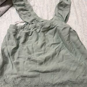 Mine Light Green Lace Trim Women's Blouse